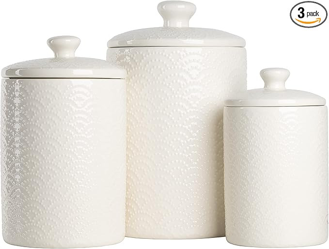 10 Strawberry Street Kitchen Canister Set, 3 Piece, Tide White | Amazon (US)