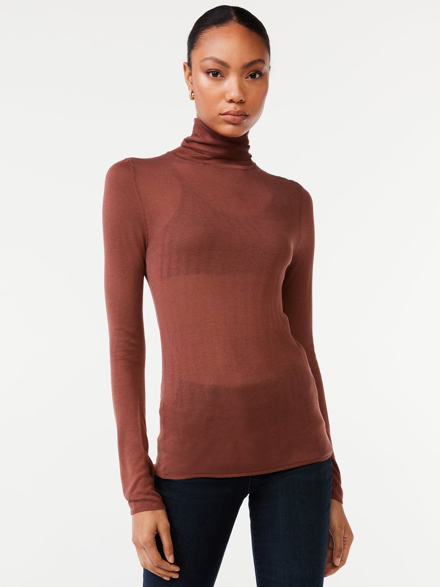 Scoop Women's Turtleneck and Bralette Set, 2-Piece | Walmart (US)