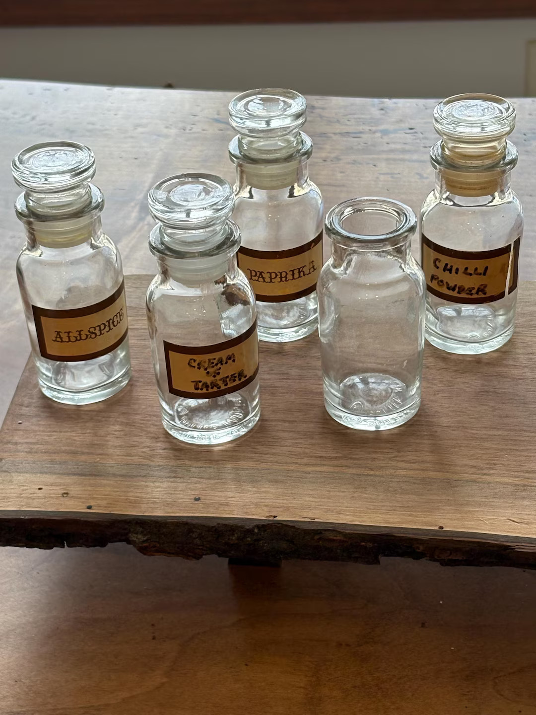 Vintage Mid Century 5 Five Glass Spice Jars Bottles Stoppers Made in Japan Apothecary Thetradings... | Etsy (US)