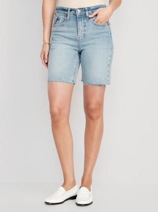 High-Waisted OG Straight Jean Shorts for Women -- 7-inch inseam | Old Navy (CA)