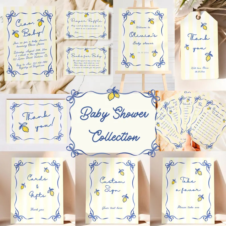 Ciao Baby Shower Full Collection, Lemon Baby Shower Bundle, Ciao Baby Theme, Lemon Invitation (Ed... | Etsy (Global)