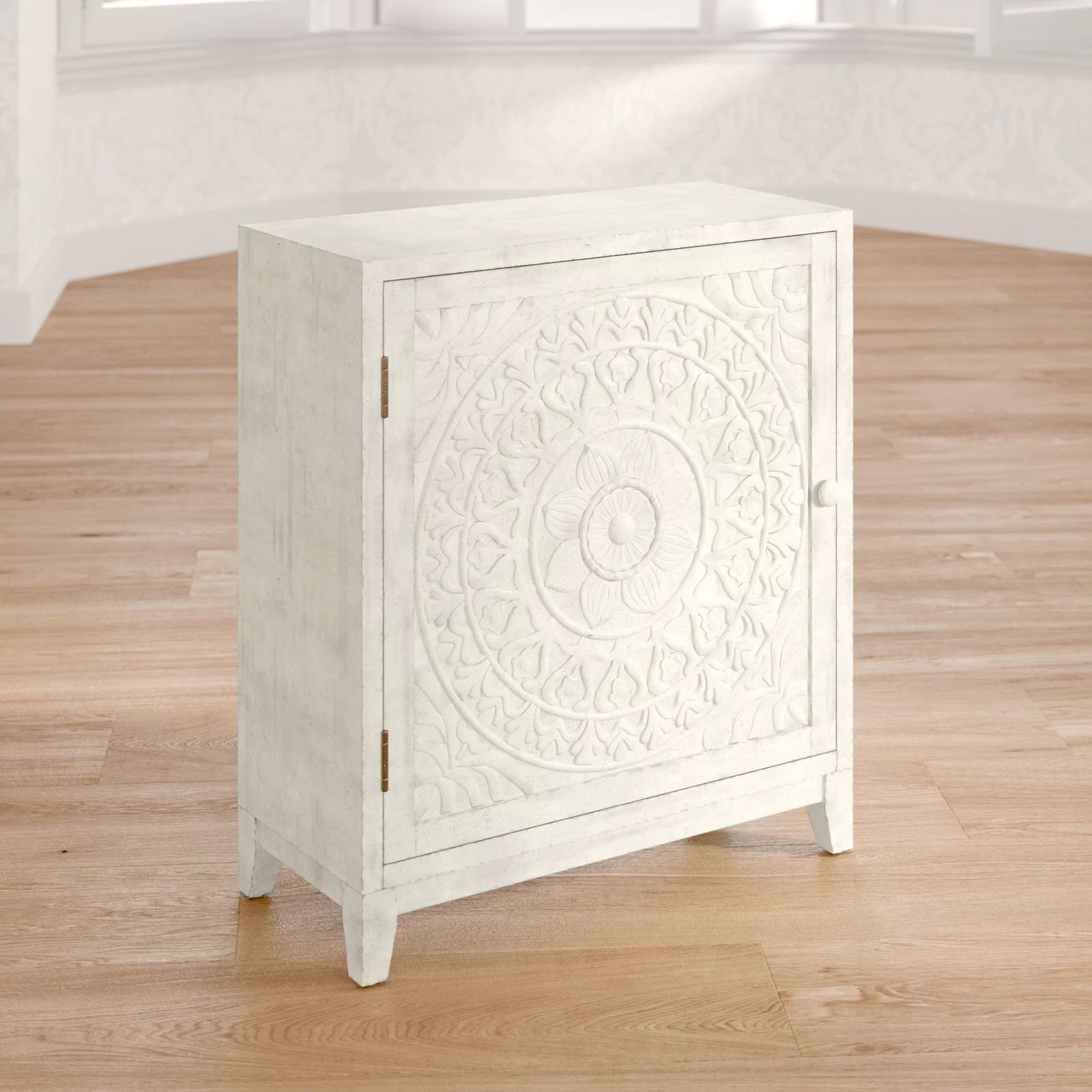 Dix Solid Wood Carved Detail Accent Cabinet | Wayfair North America