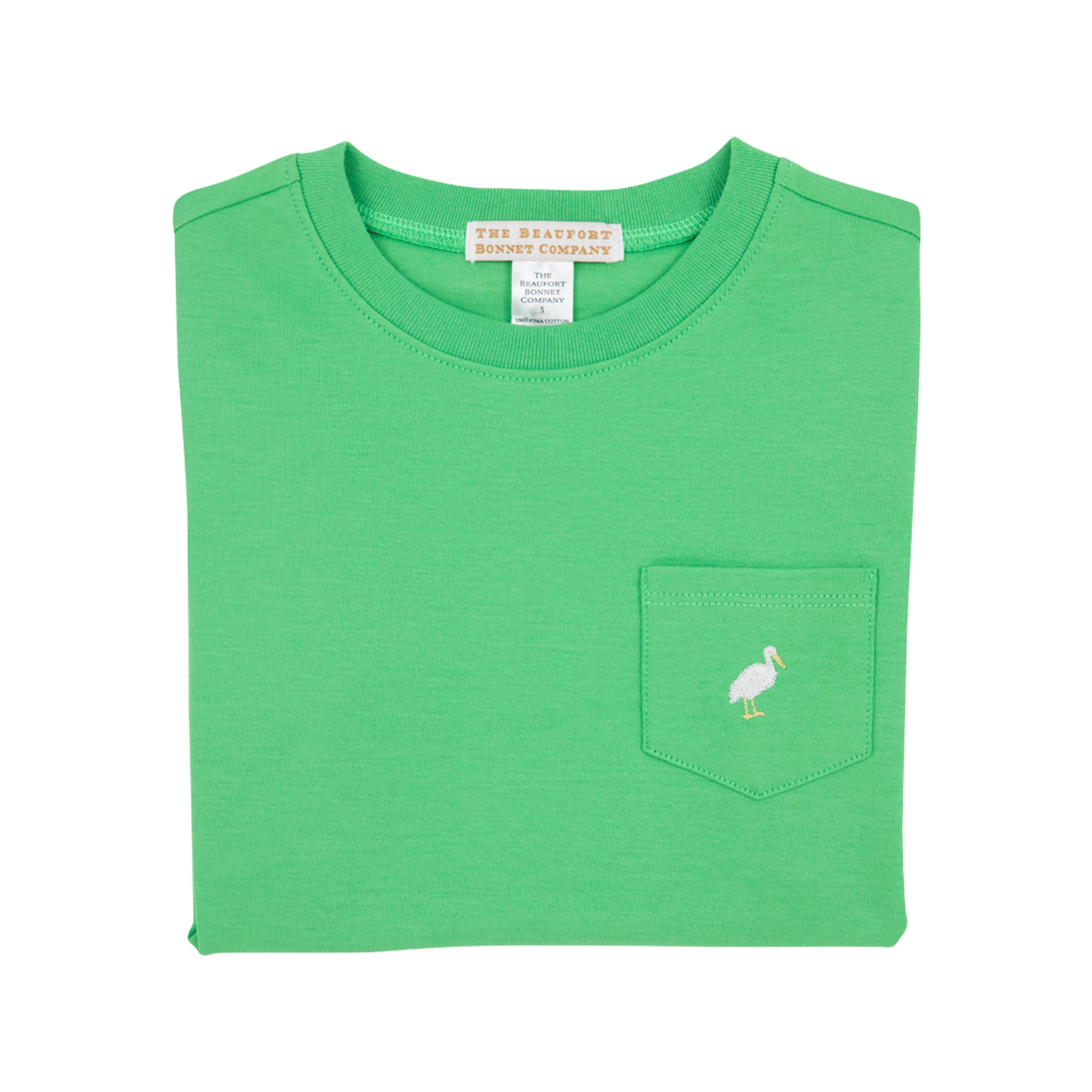 Carter Crewneck - Grafton Green with Multicolor Stork | The Beaufort Bonnet Company