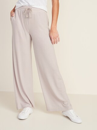High-Waisted French Terry Wide Leg Pants For Women | Old Navy (US)