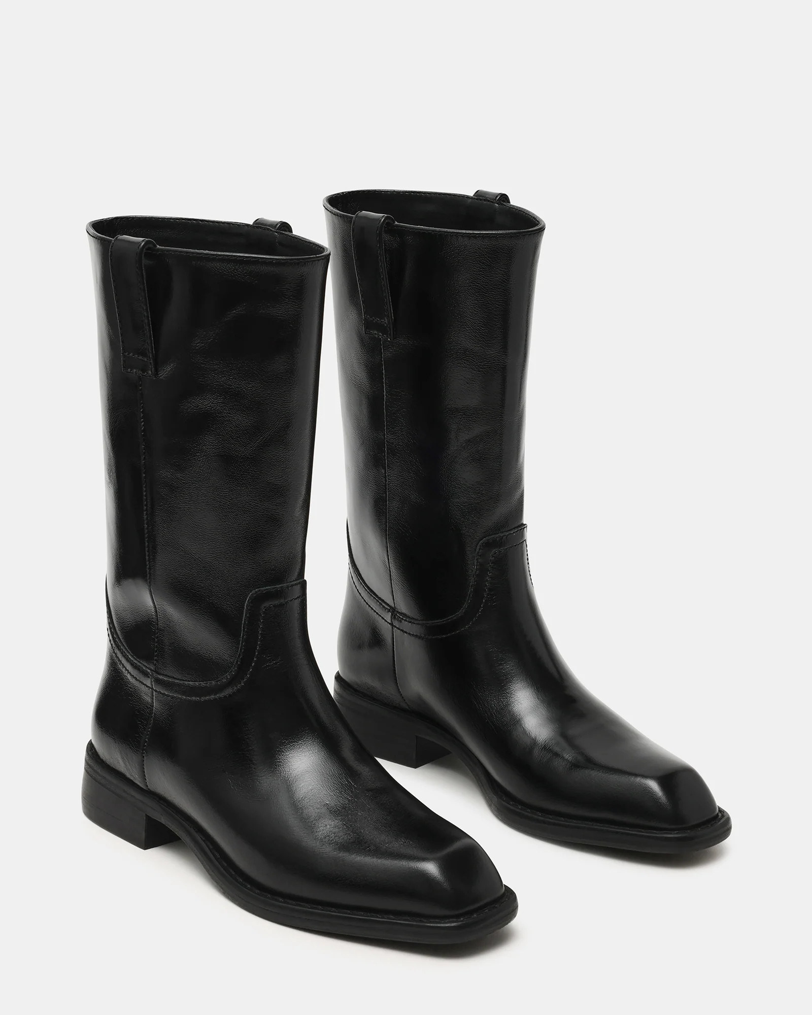 PRIMO Black Leather Square-Toe Women's Boot | Steve Madden (US)