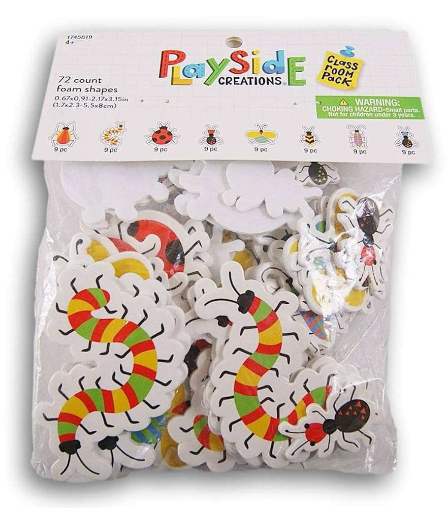 Garden Friends Bugs and Insects Foam Sticker Set - 72 Pieces | Amazon (US)