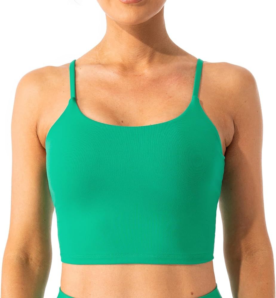 Lavento Women's Longline Sports Bra Yoga Cami Tank Top with Built in Bra | Amazon (US)