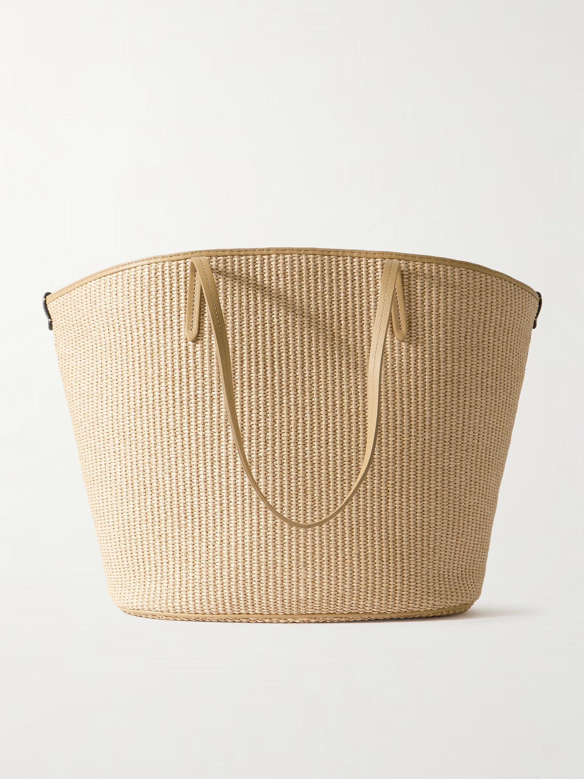 Bead-embellished leather-trimmed raffia tote | NET-A-PORTER (US)