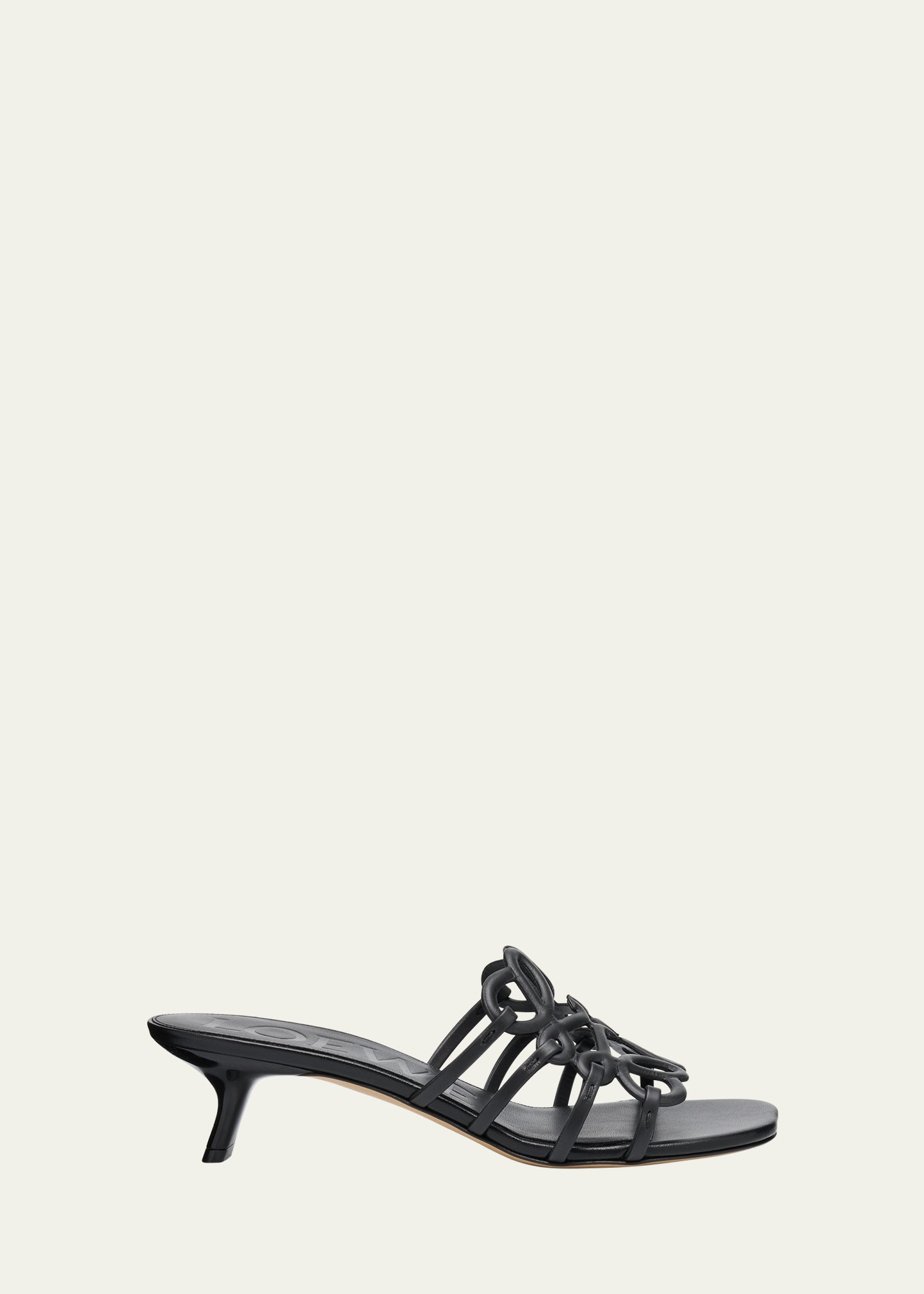 Loewe Petal Anagram Leather Caged Mule Sandals | Bergdorf Goodman