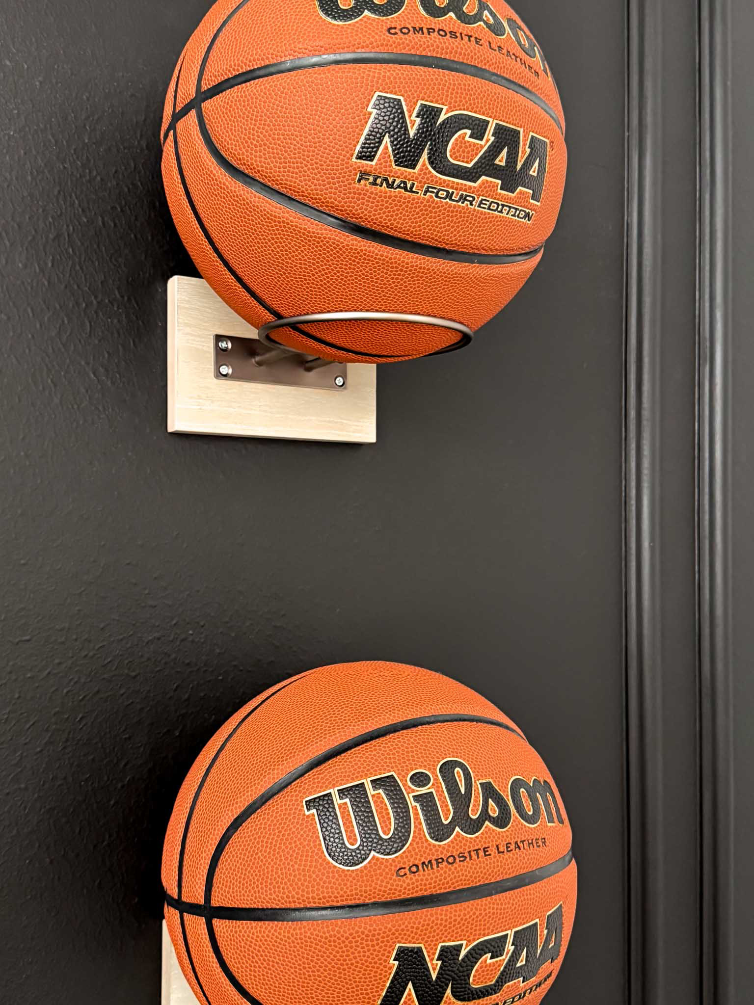 Sterling's Room Makeover!
One of my favorite wall decorations that we've installed is these incredibly useful wooden ball holders. Available in brushed charcoal or smoke grey, these holders can accommodate any sports ball your child may have. They provide an ideal sporty solution for maintaining an organized and clutter-free space. 

 #LTKHome #LTKKids