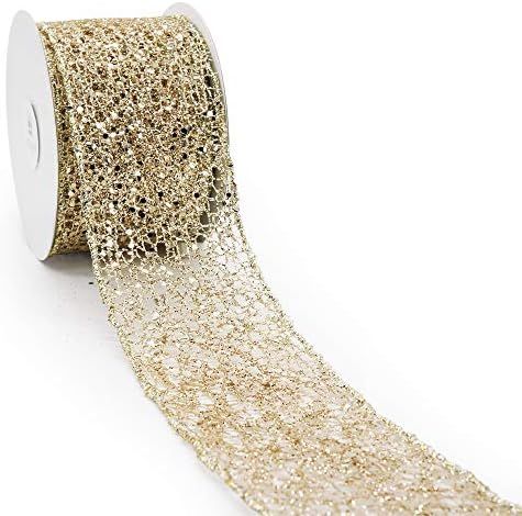 CT CRAFT LLC Sparkling Glitter Mesh Ribbon for Home Decor, Gift Wrapping, DIY Crafts, 2.5” x 10... | Amazon (US)