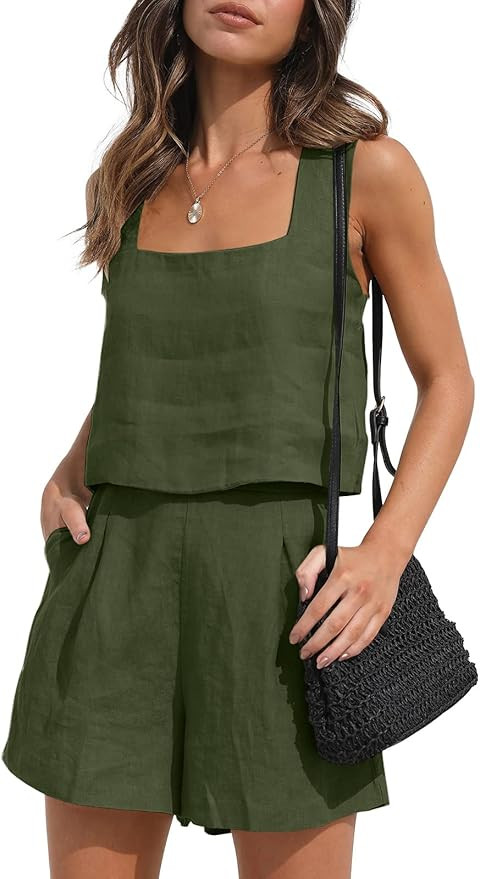 AUTOMET Womens Summer 2 Piece Outfits Vacation Casual Trendy Shorts Matching Sets Sleeveless Casu... | Amazon (US)