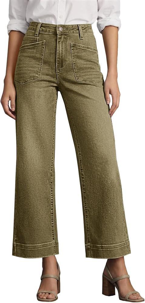 Cicy Bell Womens Cropped Wide Leg Jeans High Waisted Baggy Denim Ankle Pant | Amazon (US)