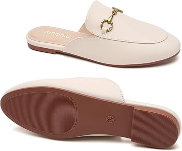 Minorsu Women's Black Animal Print Buckle Mules - Memory Foam Insole - Low Heel - Casual Mule Sho... | Amazon (US)