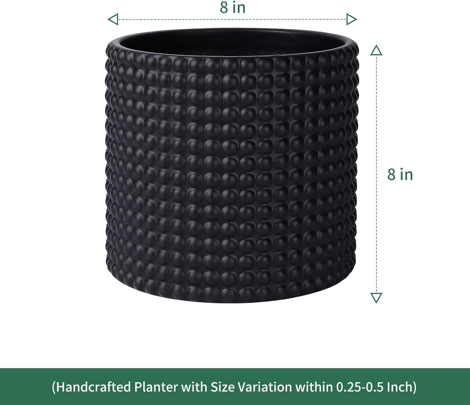 Black Planter Pots for Plants Indoor - 8 Inch Ceramic Vintage-Style Hobnail Textured Flower Pot w... | Amazon (US)