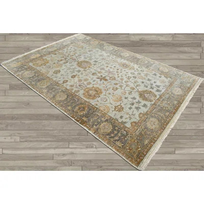 Oriental Handmade Rectangle 6'1" x 8'10" Wool Indoor / Outdoor Area Rug in Gold/Gray | Wayfair North America