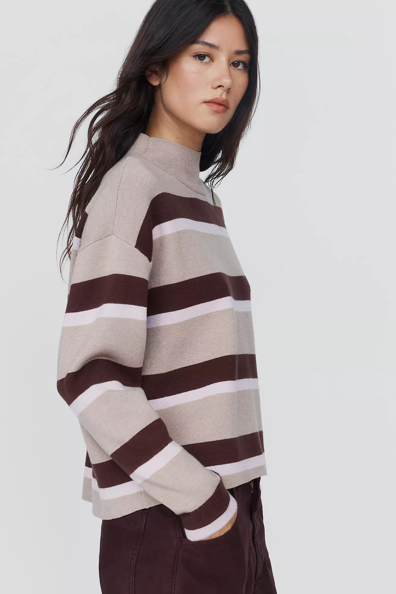 Maeve Carys Mock Neck Sweater By Maeve in White Size S P | Anthropologie (US)