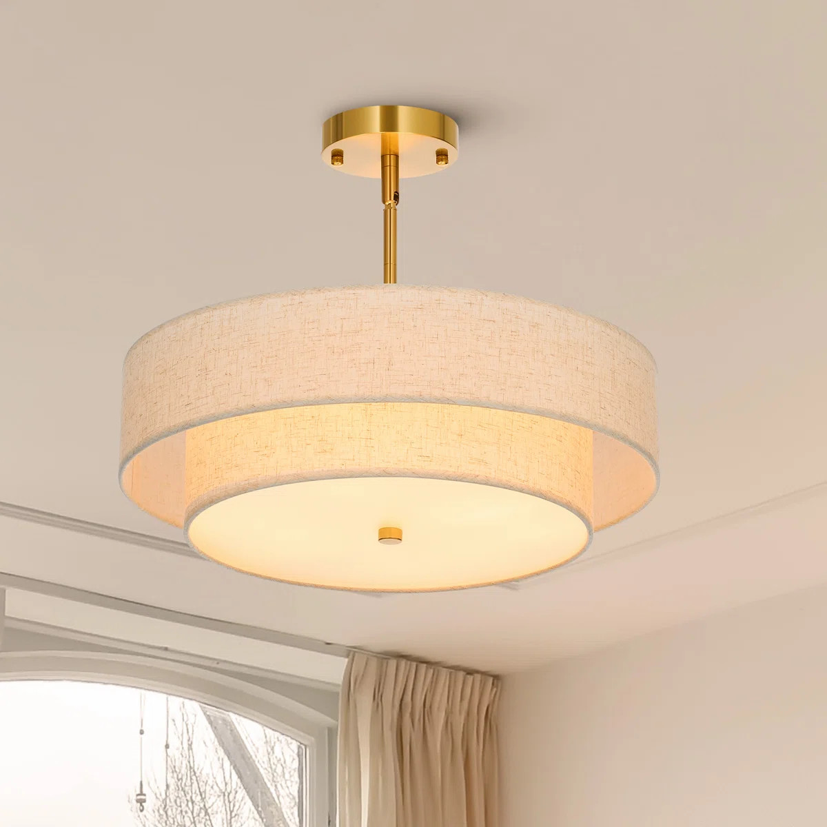 Maskell 4-Light Fabric Semi Flush Mount Ceiling Light Chandelier | Wayfair North America