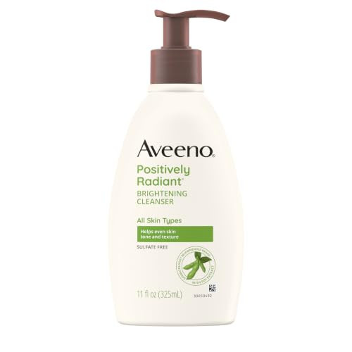 Aveeno Positively Radiant Brightening Facial Cleanser with Moisture Rich Soy Extract, Helps Even Skin Tone & Texture While Gently Lifting Away Dirt, Oil & Makeup, Sulfate-Free, 11 fl. oz | Amazon (US)