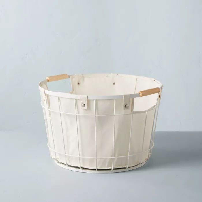 Wire & Fabric Laundry Hamper Sour Cream - Hearth & Hand™ with Magnolia | Target