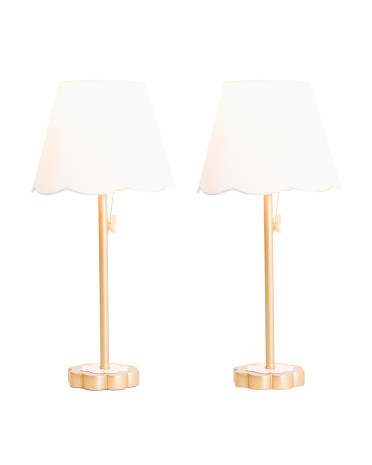 2pk 32in Gold Tone Floral Base Scalloped Shade Table Lamps | TJ Maxx