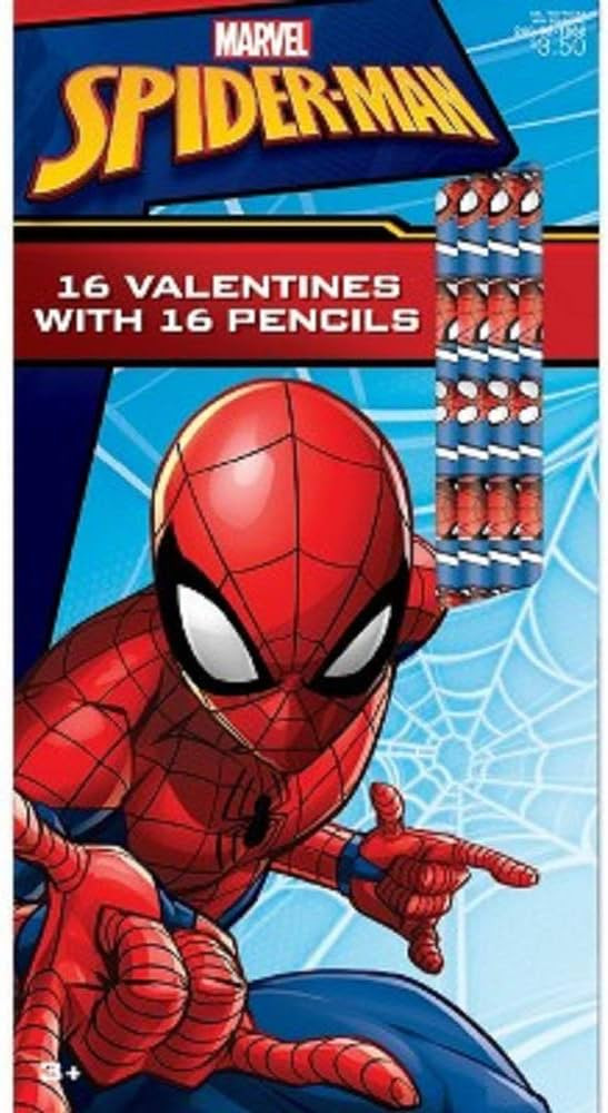 Marvel Spiderman Valentine Classroom Exchange Cards 16 CT (Pencils) | Amazon (US)