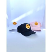 Smiley Face Hat, 90S Baseball Cap in Pink White & Black | Etsy (US)