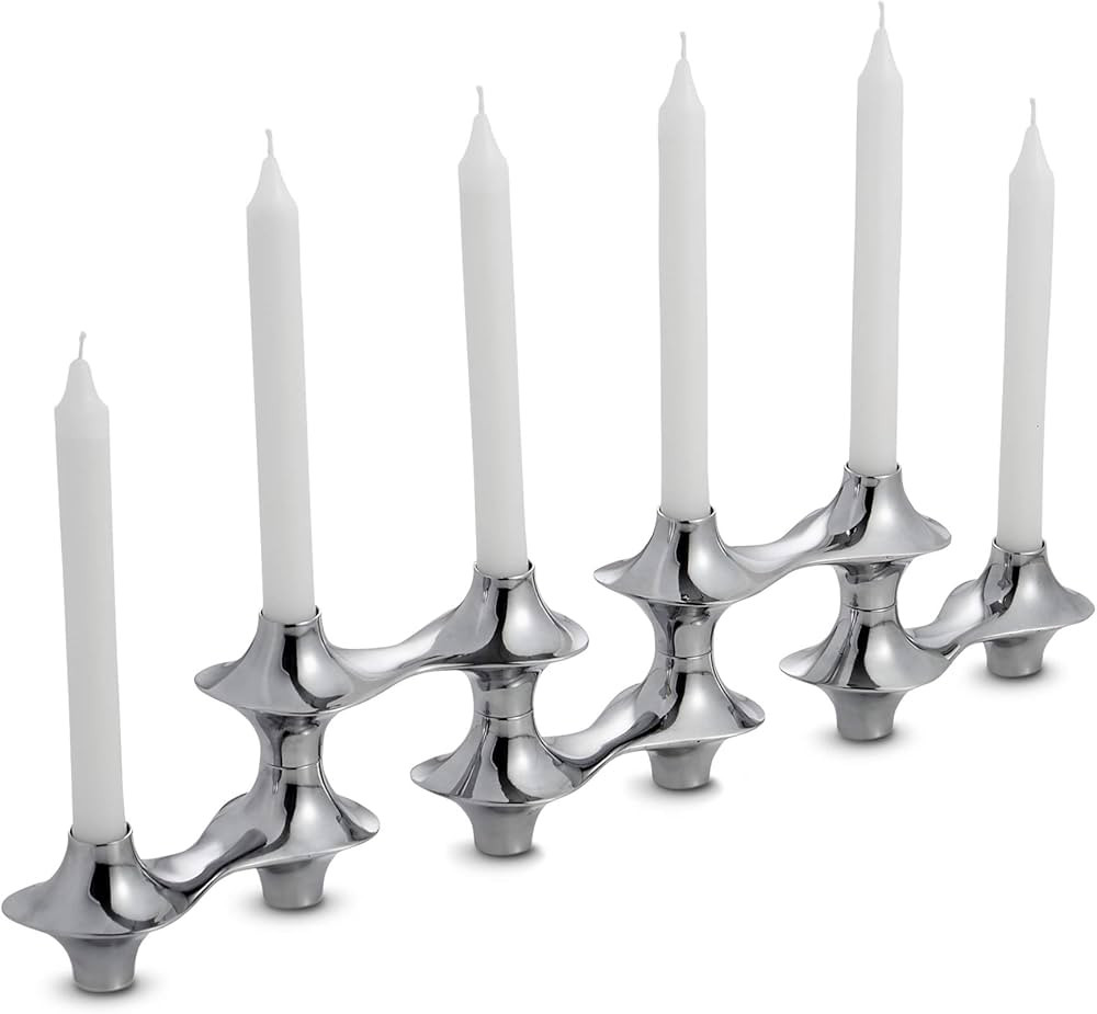 nambe Cortina Hinged Candelabra | Metal Candle Holder for Six Candles | Silver Candlestick Holder... | Amazon (US)