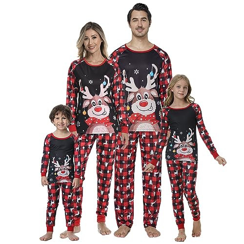 YIJIU Matching Christmas Pjs For Family,Elf Pajamas Christma Sets Xmas Holiday Sleepwear Outfits Dad Mom Kids,Black,3Y | Amazon (US)