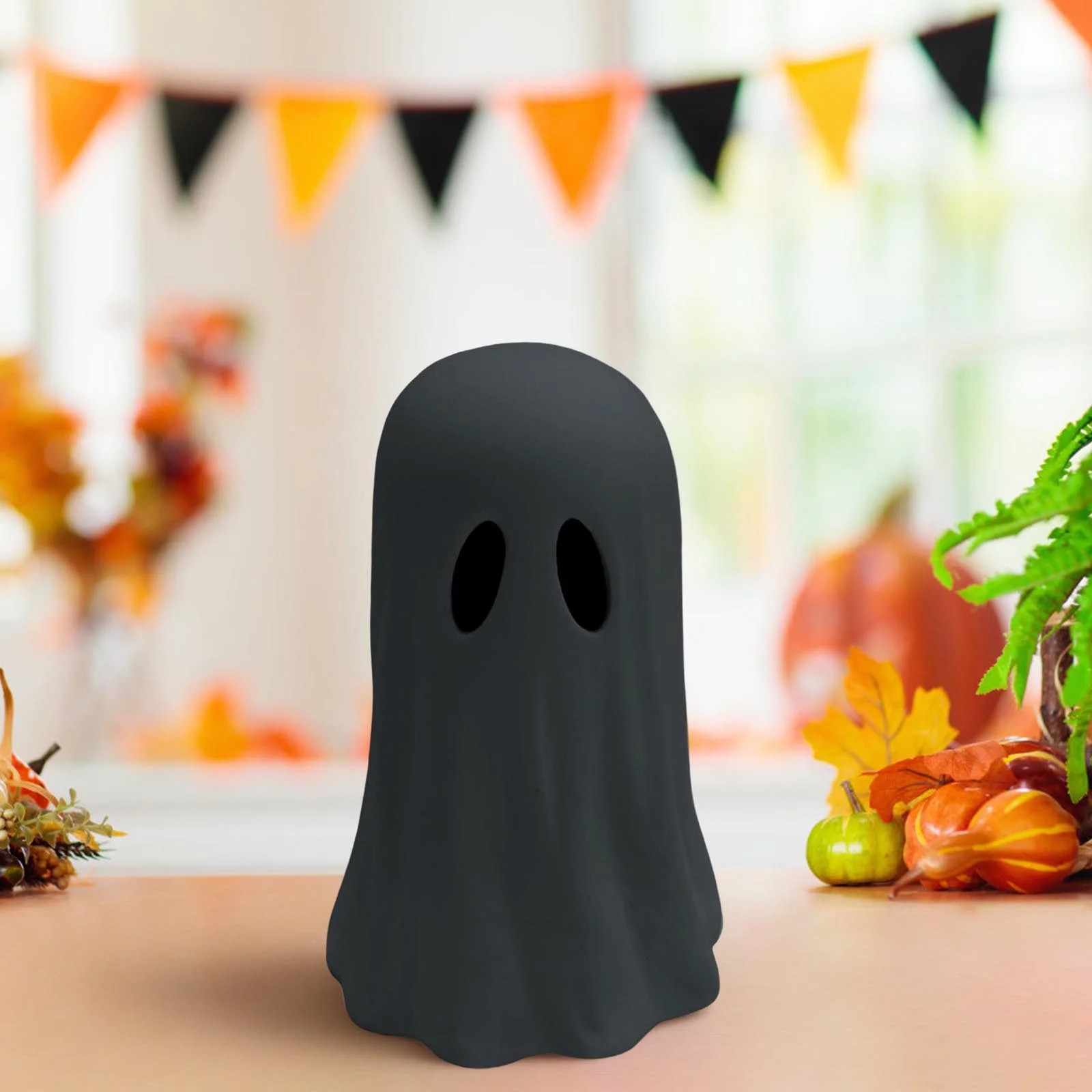 Halloween Paper Mache Ghost Tabletop Decoration, Paper Mache Ghost Tabletop Decoration, Black, 11... | Walmart (US)