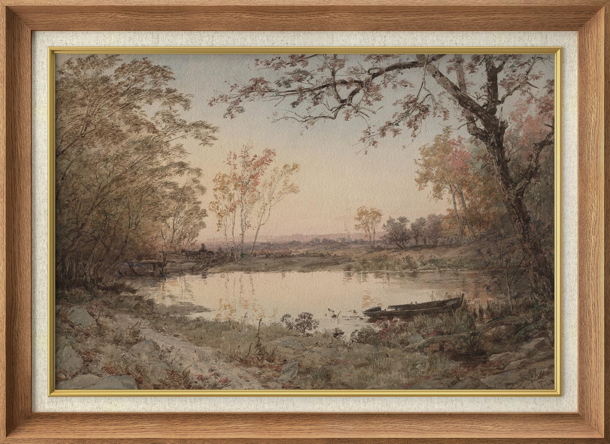 SIGNFORD Premium Framed Wall Art Print Country Farmhouse Forest Lake Nature Wilderness Fine Art F... | Amazon (US)