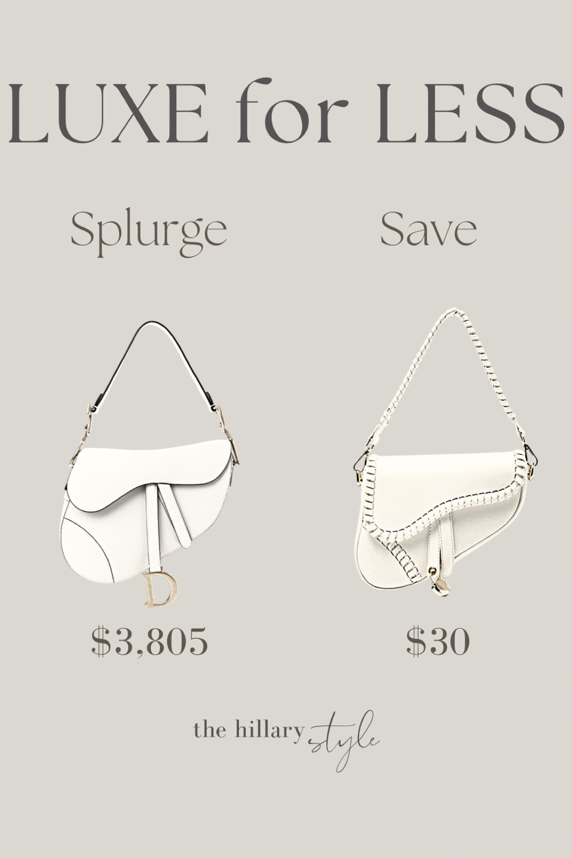Luxe for Less: Saddle Bag 

Splurge on this Dior Saddle Bag?  Or save with this $30 Amazon Dupe? 

Amazon, Amazon Look for Less, Dior, Designer Dupe, Luxe for Less, Summer Fashion, Amazon Finds, Christian Dior, The Real Real, Purse, Bag, Festival Fashion, Spring Fashion Finds, Bachelorette Party, Summer Purse, Amazon Fashion, Found It On Amazon, Amazon Fashion Finds, Amazon Dupe, Spring Fashion
