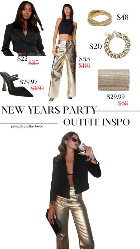 Gold metallic statement pants outfit inspo for your New Year’s eve party 🌟

#LTKfindsunder100 #LTKHoliday #LTKstyletip