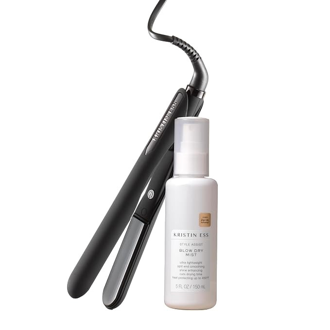 Kristin Ess Flat Iron Straightener + Style Assist Heat Protectant Spray Set - 3/4 Inch Ceramic Mi... | Amazon (US)