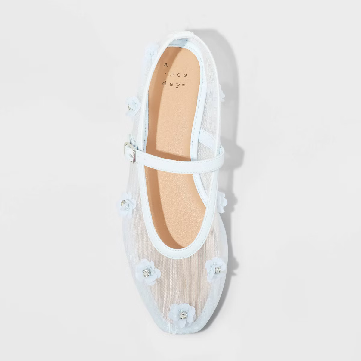 Women's Everly Floral Mesh Mary Jane Ballet Flats with Memory Foam Insole - A New Day™ | Target