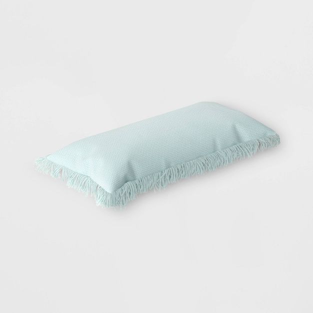 Basketweave Lumbar Outdoor Throw Pillow Light Blue - Threshold™ | Target