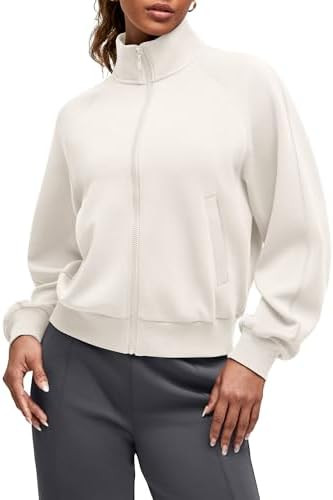 G4Free Smoofit Modal Soft Women's Zip Up Jackets Loose Fit Mock Neck Casual Tops with Pockets | Amazon (US)