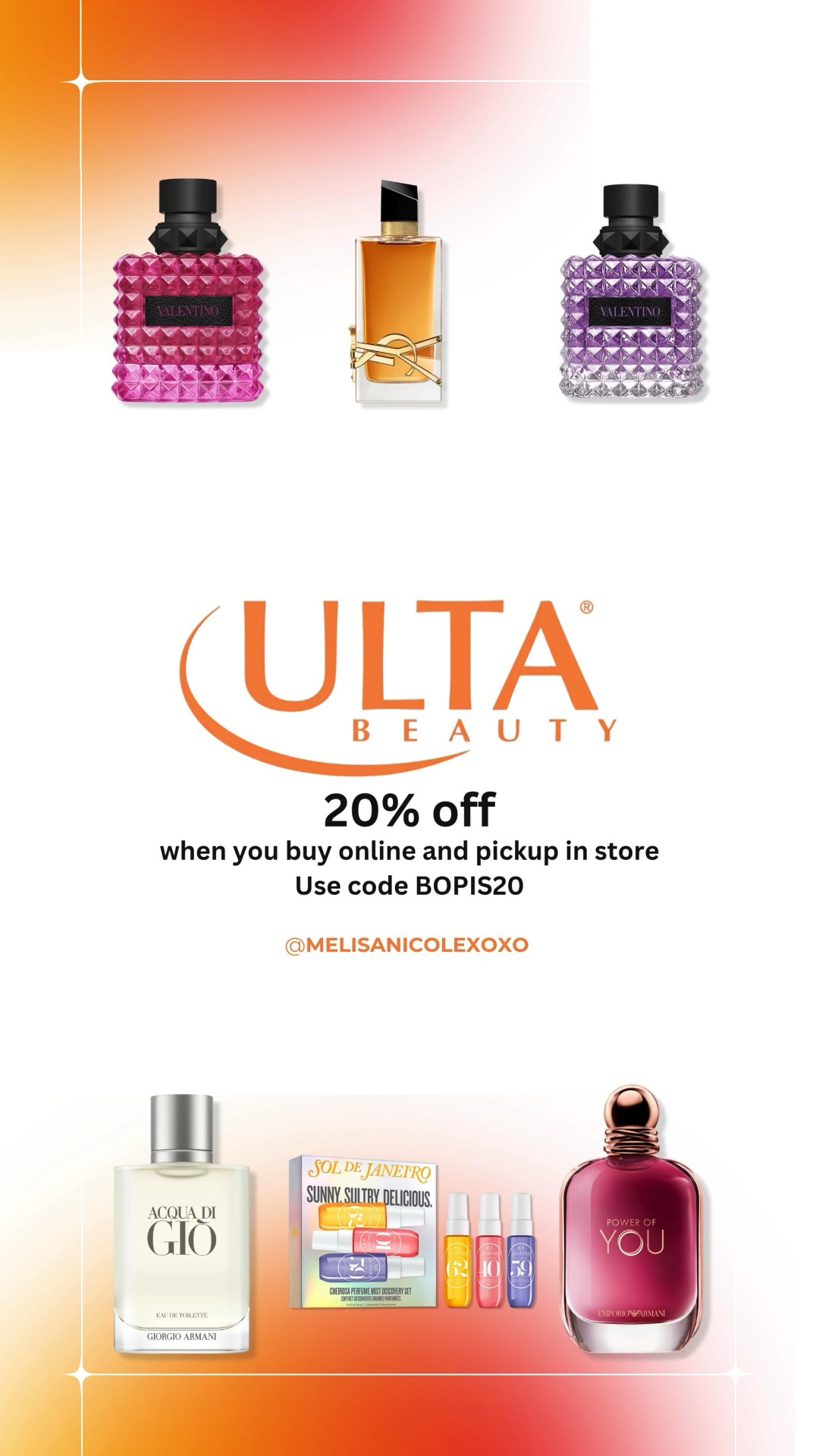 @ULTA Beauty 20% off when you order online, pick up in store with code BOPIS20 now until May 7th. 

#LTKFragrance 

#LTKselfcare #LTKBeauty #LTKSaleAlert
