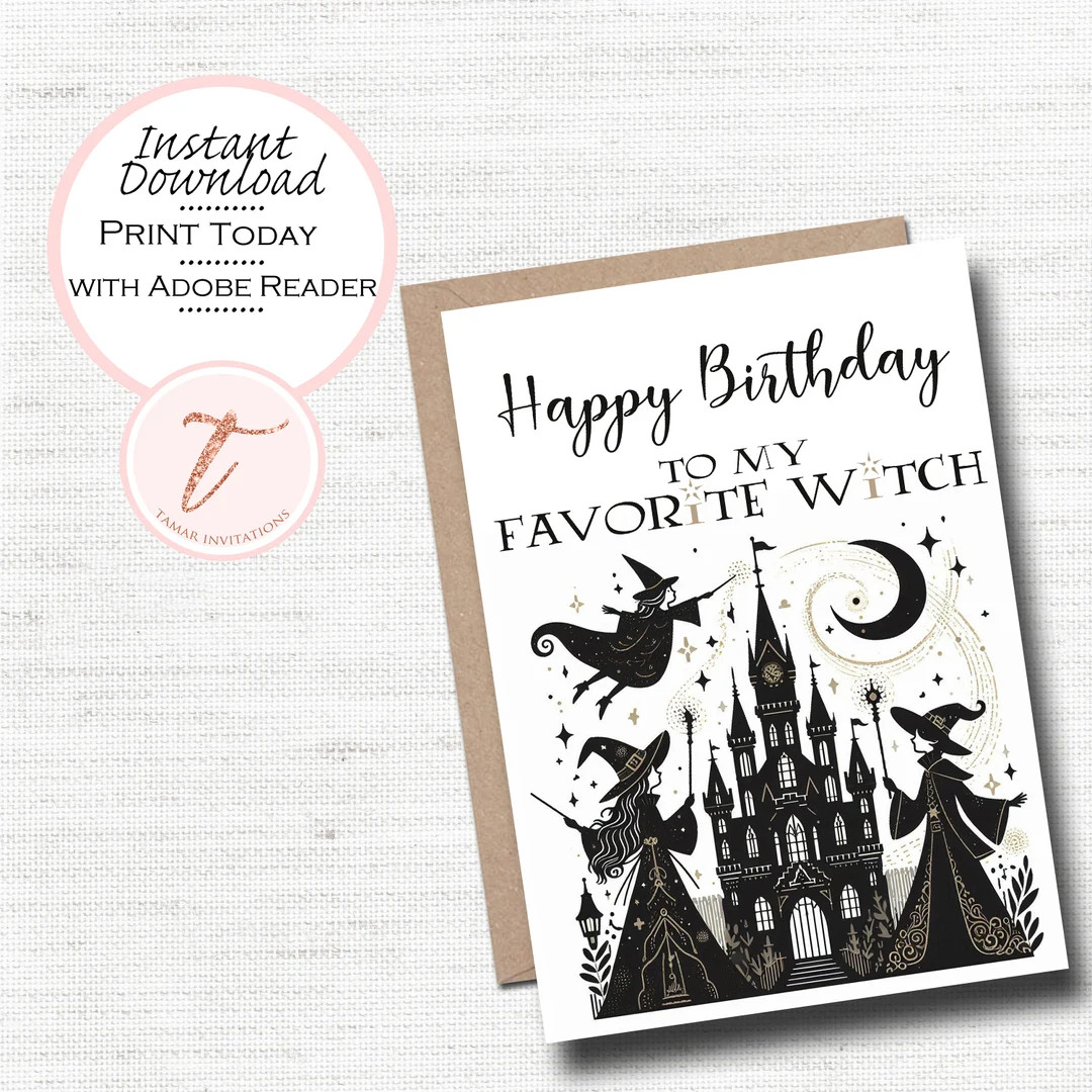 Digital Birthday Card Happy Birthday to My Favorite Witch Have A Magical Birthday Wizard Magic Di... | Etsy (US)