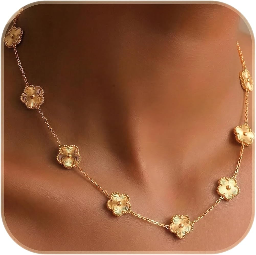 Billet-doux 18k Gold Plated 10-Motif Clovers Necklace for Women, Perfect Valentine's Day Gifts fo... | Amazon (US)