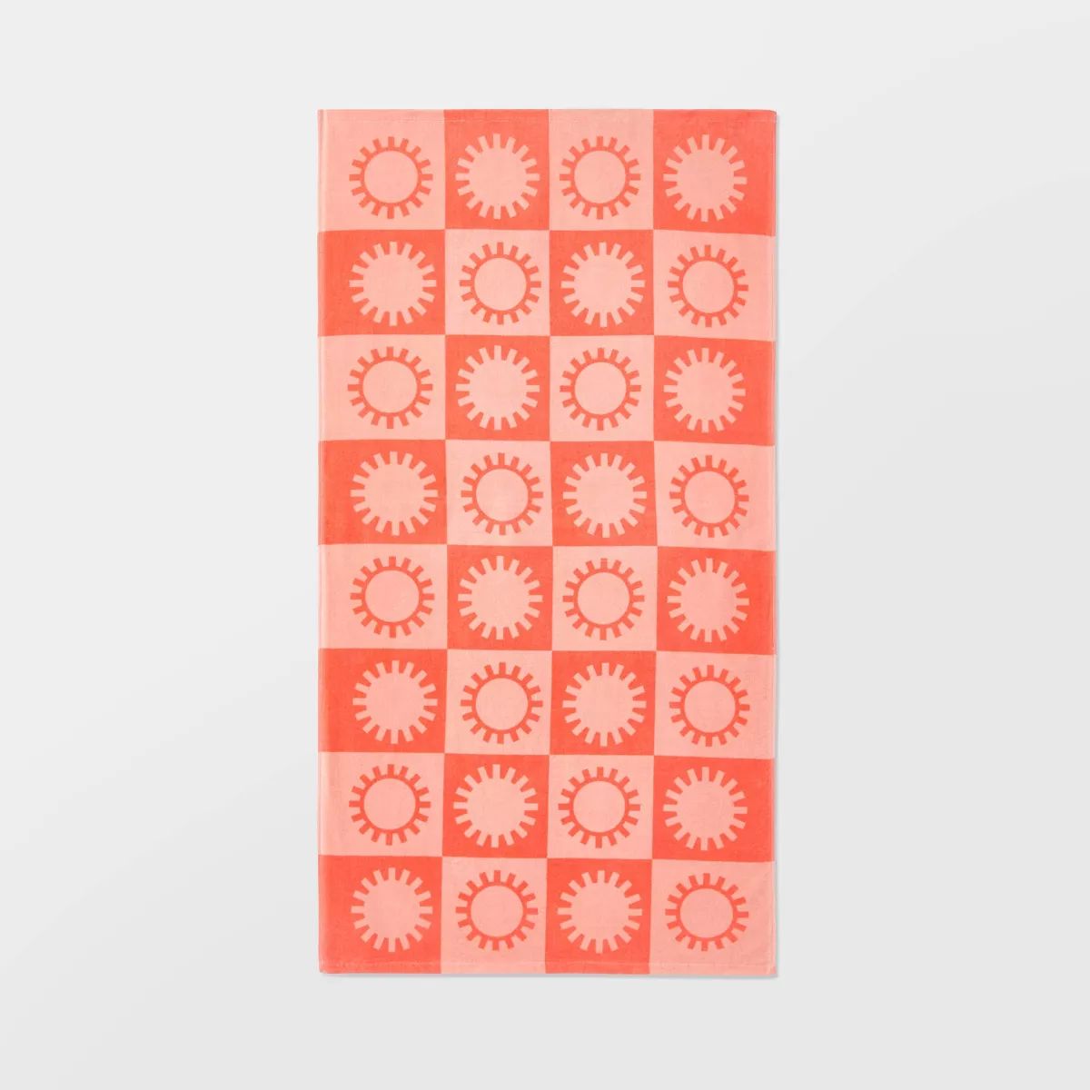 Checkered Sun Beach Towel Coral - Sun Squad™ | Target