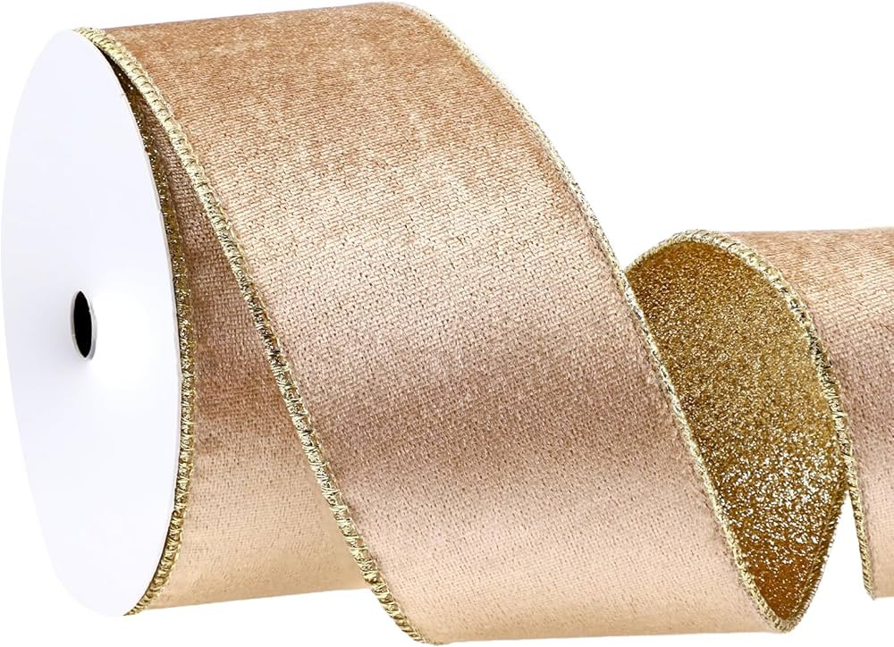 10 Yards Velvet Wired Ribbon 2.5 Inch Metallic Crushed Velvet Christmas Ribbon for Wrapping Chris... | Amazon (US)