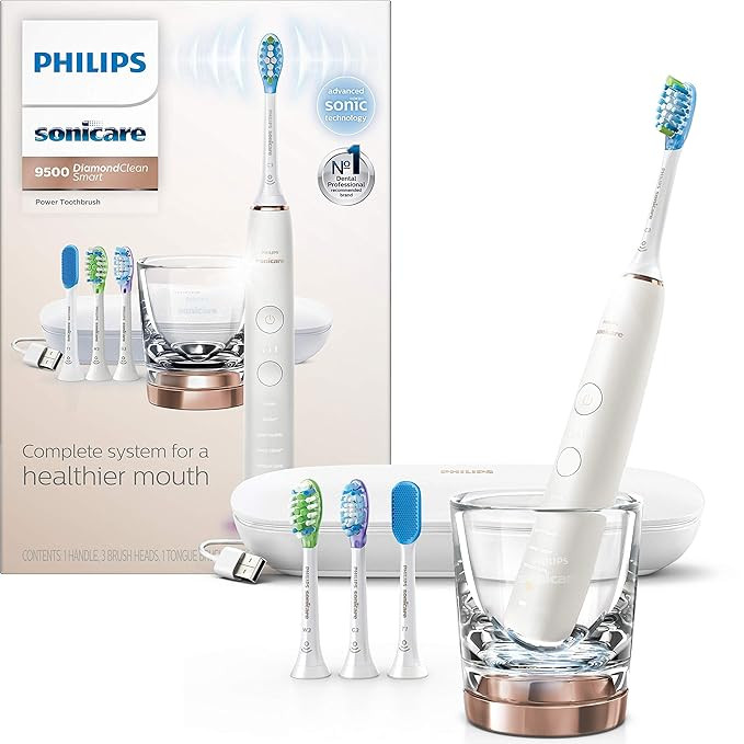 Philips Sonicare DiamondClean Smart 9500 Rechargeable Electric Toothbrush, Rose Gold HX9924/61 | Amazon (US)