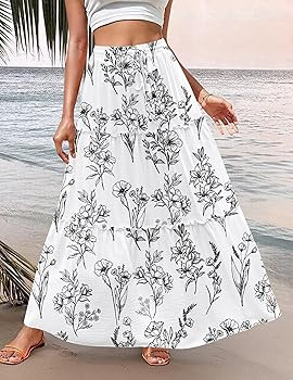 Zeagoo Womens Casual Maxi Skirts for Women 2025 High Waist Boho Skirts Floral Printed Long Flowy ... | Amazon (US)
