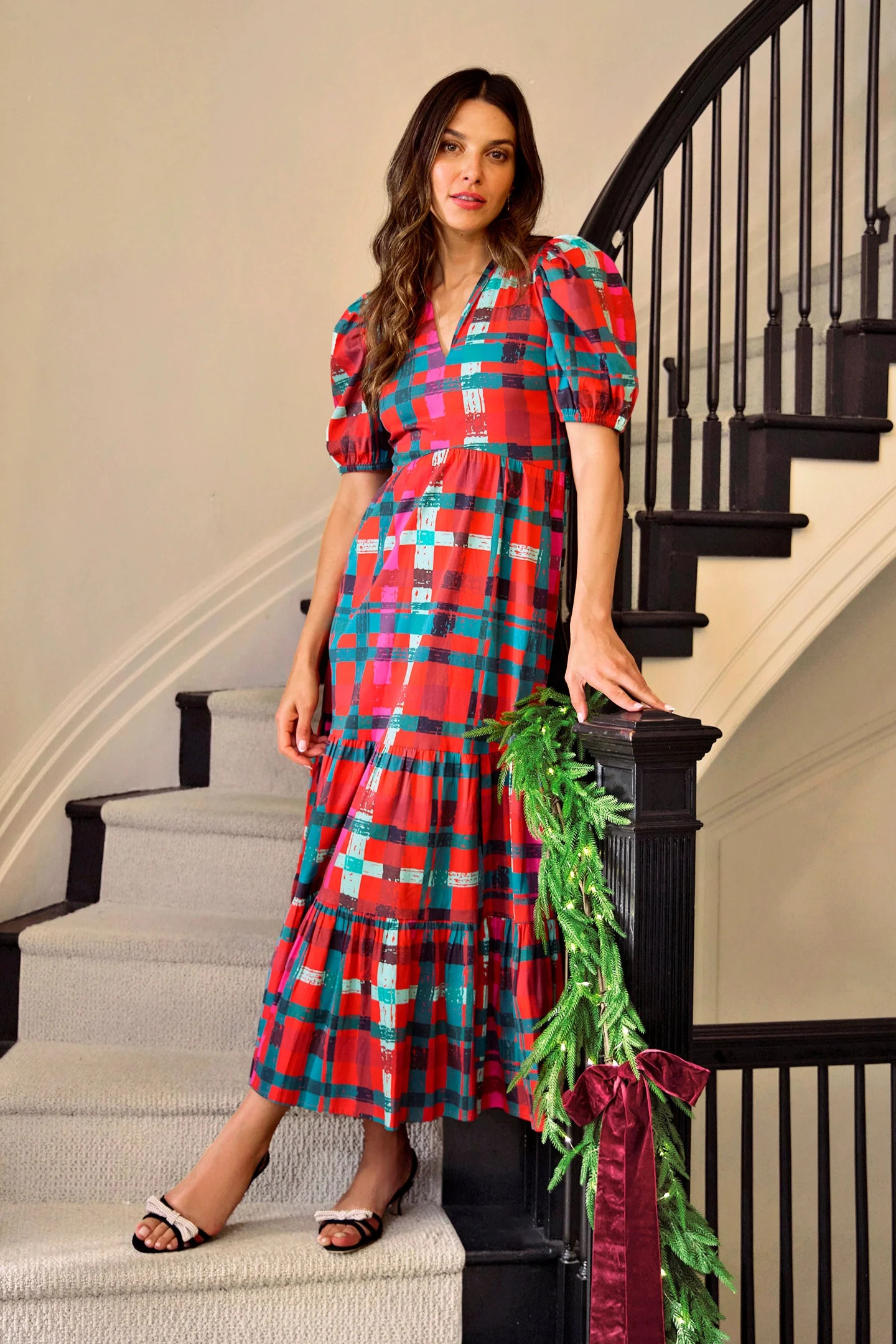 Sheridan French I Holiday 2025 I Margot Dress in Poinsettia Tartan | Sheridan French