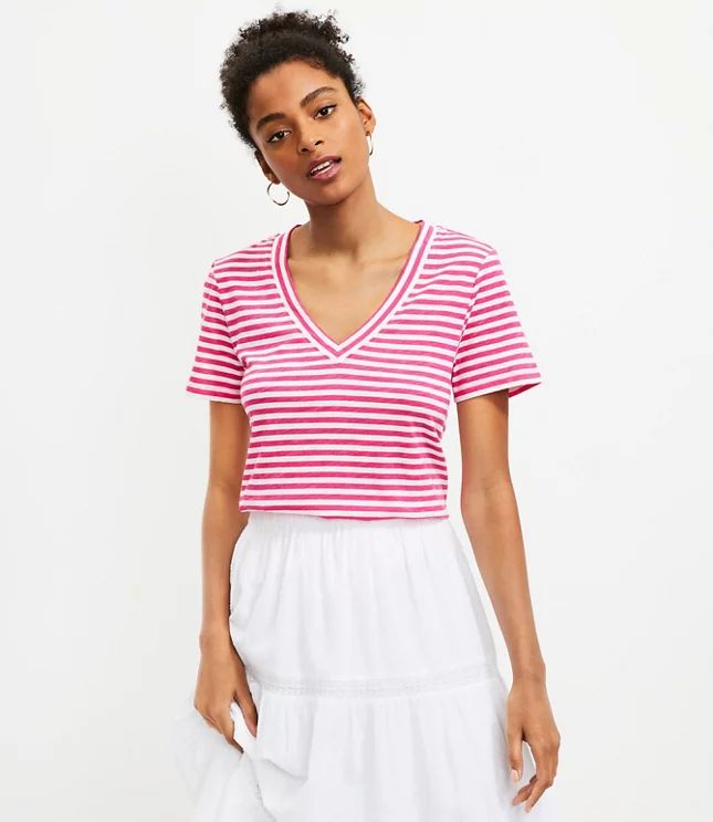 Striped Everyday V-Neck Tee | LOFT