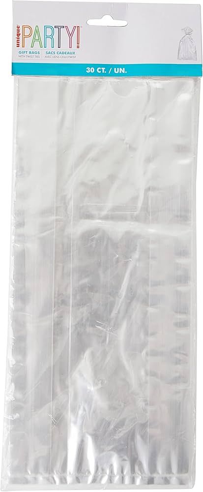 Clear Cellophane Party Favor Plastic Bags - 11.5" x 5" (30 Ct) - Perfect for Gifts, Candy, Treats | Amazon (US)