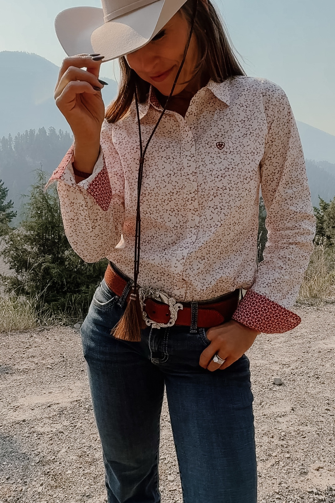What I wore in Wyoming and Montana. Shirt size small tts. Denim 26 tts. Belt tts (lejon belts not able to be linked), boots tts. 

Western chic
Western style 
Cowgirl
Ranch
Jackson hole 
Grand Tetons
Horseback riding 
Nfr
Rodeo 
Penning. 
 Cutting

#LTKFindsUnder50 #LTKOver40 #LTKGiftGuide