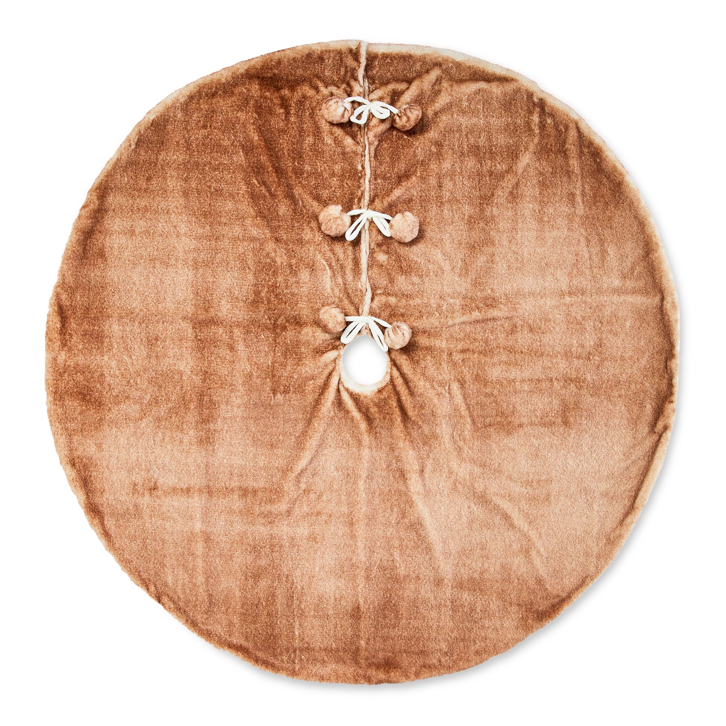 Brown Faux Fur Christmas Tree Skirt, 48" Diameter, by Holiday Time | Walmart (US)