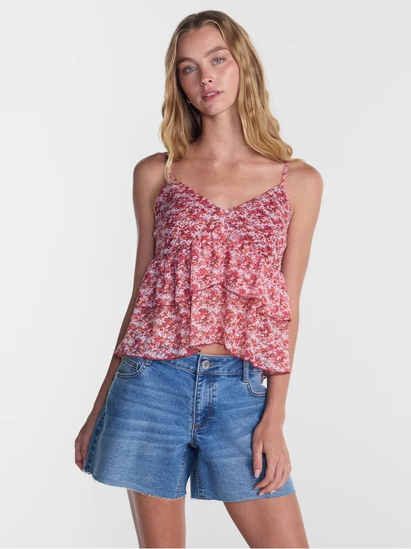 No Boundaries Layered Lace Tank Top, Women's XXS-XXL | Walmart (US)